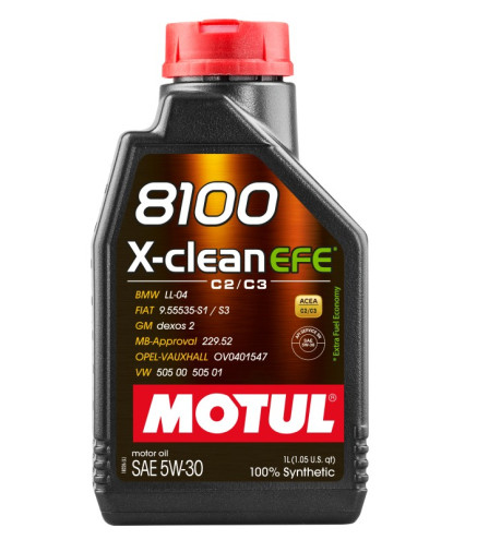 OLEJ MOTUL 5W30 1L X-CLEAN 8100 EFE C2/C3 / DPF / SN / 505.01 / 229.52 / LL04 / DEXO2 / 9.55535-S1/S3