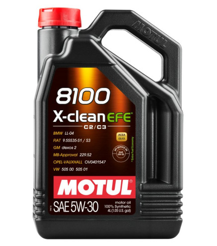 OLEJ MOTUL 5W30 4L X-CLEAN 8100 EFE C2/C3 / DPF / SN / 505.01 / 229.52 / LL04 / DEXO2 / 9.55535-S1/S3