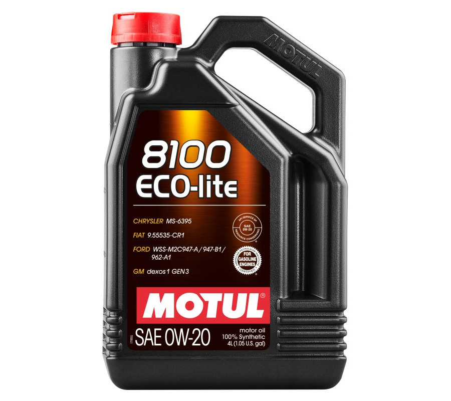 OLEJ MOTUL 0W20 4L 8100 ECO-LITE / SP / GM DEXOS1 GEN3 / MS-6395 / 9.55535-CR1 / WSS-M2C947-A 947-B1 962-A1