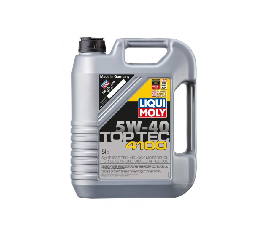 OLEJ LIQUI MOLY 5W40 5L TOP TEC 4100 / DPF/FAP / 502.00 505.00 505.01 / 229.31 / LL-04 / WSS-M2C 917-A