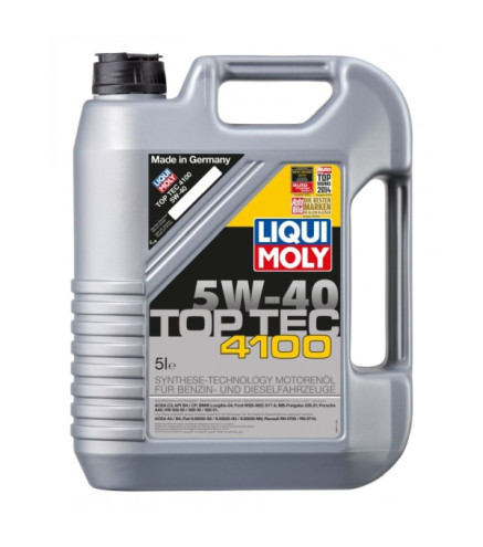 OLEJ LIQUI MOLY 5W40 5L TOP TEC 4100 / DPF/FAP / 502.00 505.00 505.01 / 229.31 / LL-04 / WSS-M2C 917-A