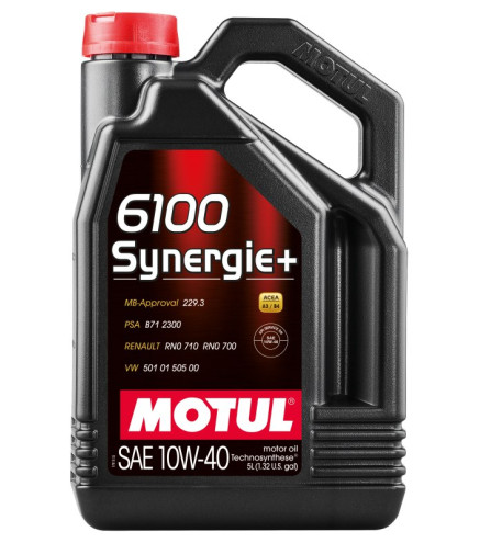OLEJ MOTUL 10W40 5L 6100 SYNERGIE+ / A3/B4 / SN / 501.01 505.00 / 229.3 / B71 2300 / RN710