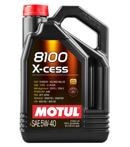 OLEJ MOTUL 5W40 4L 8100 X-CESS / A3/B4 / 502.00 505.00 / 229.5 226.5 / A40 / RN0710 / 9.55535 / B71 2296