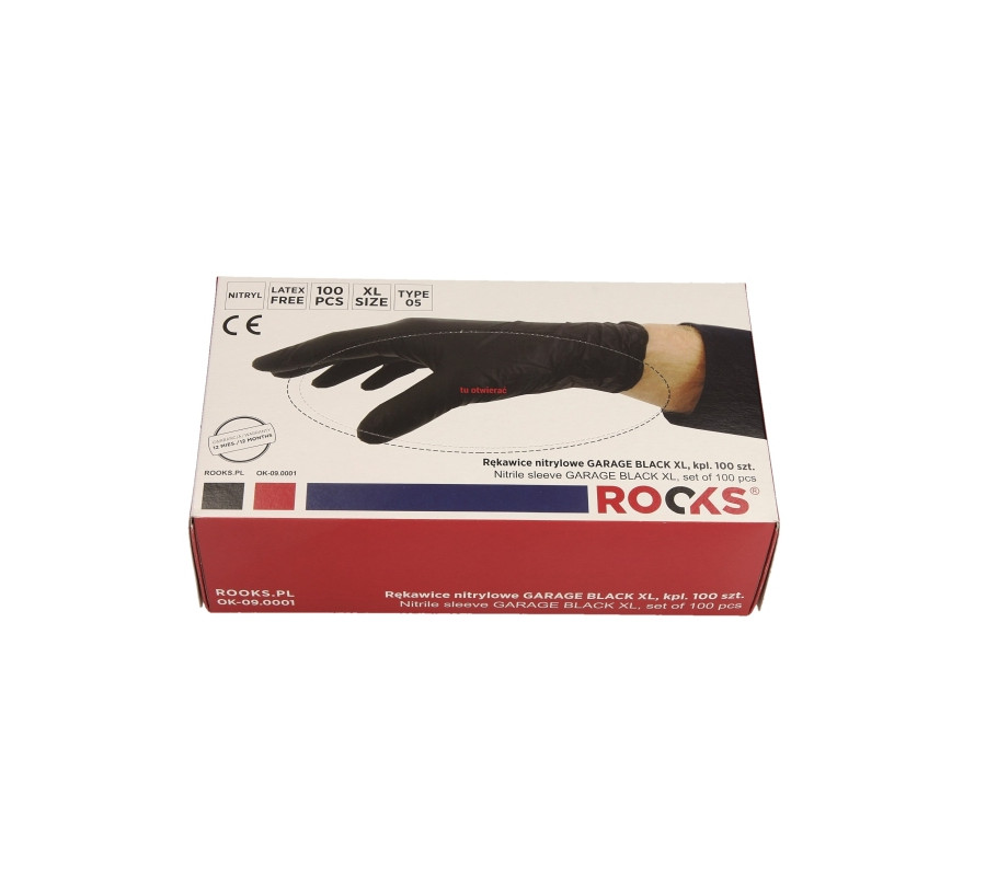RĘKAWICE NITRYLOWE GARAGE BLACK XL, KPL 100 SZT