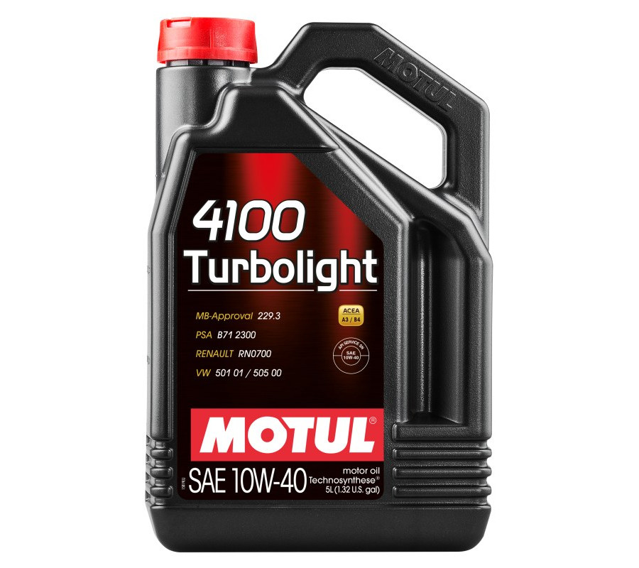 OLEJ MOTUL 10W40 5L 4100 TURBOLIGHT / A3/B4 / SN / 229.3 / 501.01 505.00 / RN 0700 / B71 2300