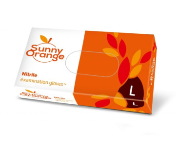 RĘKAWICE NITRYLOWE SUNNY ORANGE, BEZPUDROWE, DIAGNOSTYCZNE POMARAŃCZOWE (OP100 SZT) ROZM L