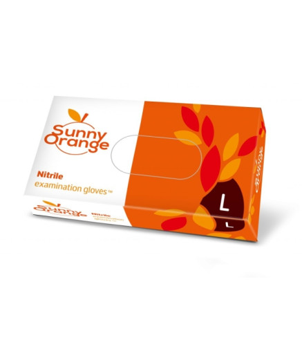 RĘKAWICE NITRYLOWE SUNNY ORANGE, BEZPUDROWE, DIAGNOSTYCZNE POMARAŃCZOWE (OP100 SZT) ROZM L