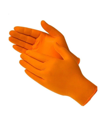 RĘKAWICE NITRYLOWE SUNNY ORANGE, BEZPUDROWE, DIAGNOSTYCZNE POMARAŃCZOWE (OP100 SZT) ROZM L