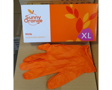 RĘKAWICE NITRYLOWE SUNNY ORANGE, BEZPUDROWE, DIAGNOSTYCZNE POMARAŃCZOWE (OP100 SZT) ROZM L