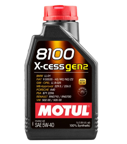 OLEJ MOTUL 5W40 1L 8100 X-CESS GEN2 / 502.00 505.00 / 229.5 226.5 / A40 / B71 2296 / RN0710/700 / LL01 / 9.55535 / LL B-025