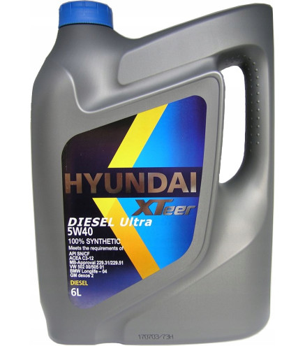 5W40 XTeer Hyundai D800 - 6L 100% syntetyczny olej silnikowy