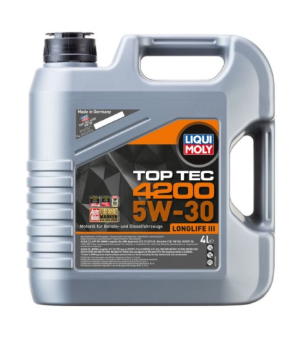OLEJ LIQUI MOLY 5W30 4L TOP TEC 4200 C2/C3 / SN/CF / 504.00 507.00 / 229.31 229.51 / LL04 / C30 / B71 2290