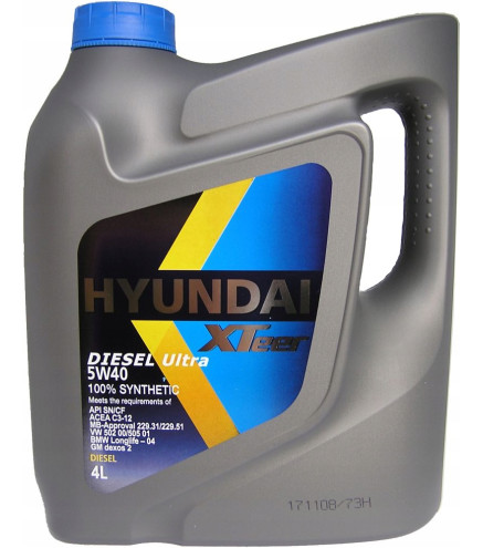 5W40 XTeer Hyundai D800 - 4L 100% syntetyczny olej silnikowy