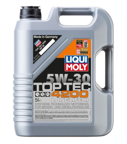 OLEJ LIQUI MOLY 5W30 5L TOP TEC 4200 C2/C3 / SN/CF / 504.00 507.00 / 229.31 229.51 / LL04 / C30 / B71 2290