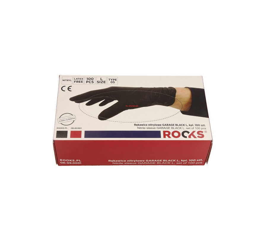 RĘKAWICE NITRYLOWE GARAGE BLACK L, KPL 100 SZT
