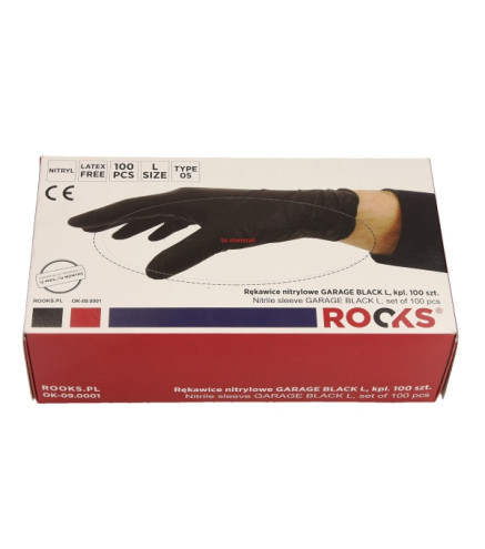RĘKAWICE NITRYLOWE GARAGE BLACK L, KPL 100 SZT