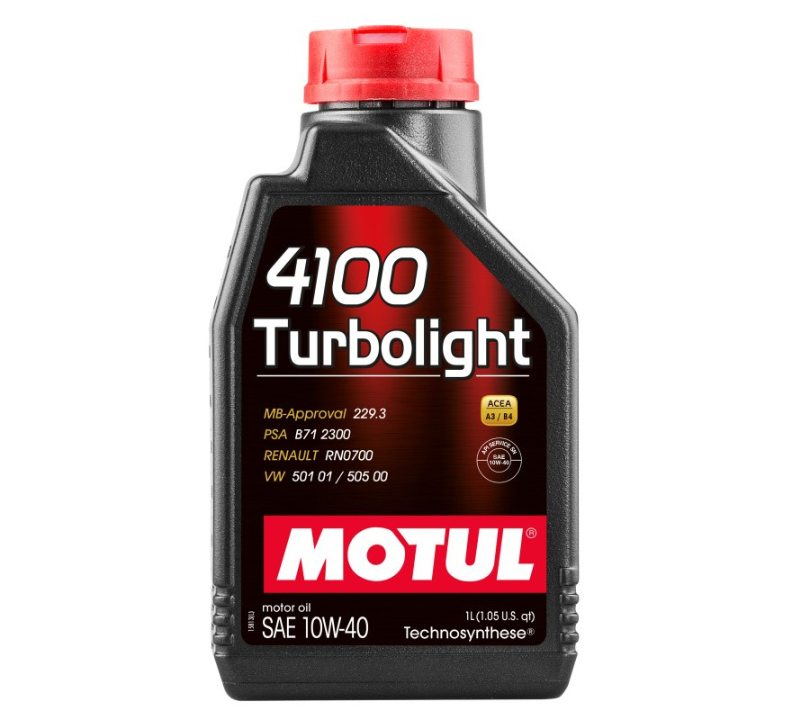 OLEJ MOTUL 10W40 1L 4100 TURBOLIGHT / A3/B4 / SN / 229.3 / 501.01 505.00 / RN 0700 / B71 2300