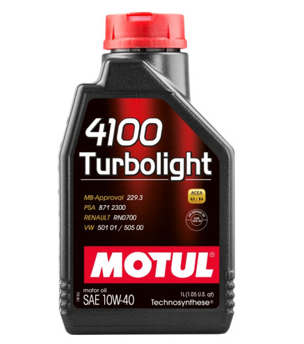 OLEJ MOTUL 10W40 1L 4100 TURBOLIGHT / A3/B4 / SN / 229.3 / 501.01 505.00 / RN 0700 / B71 2300