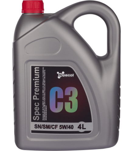OLEJ SPECOL 5W40 4L PREMIUM C3 SN+/SM/CF / 502.00 505.00 505.01/LL04/DEX2/ 229.31 229.51 226.5/RN17/ A40/9.55535-S2/M2C917A