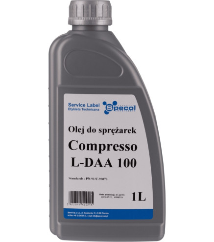 OLEJ SPECOL COMPRESSO L-DAA 100 1L / DO SPRĘŻAREK / PN-91/C-96073, ISO 6743-3A