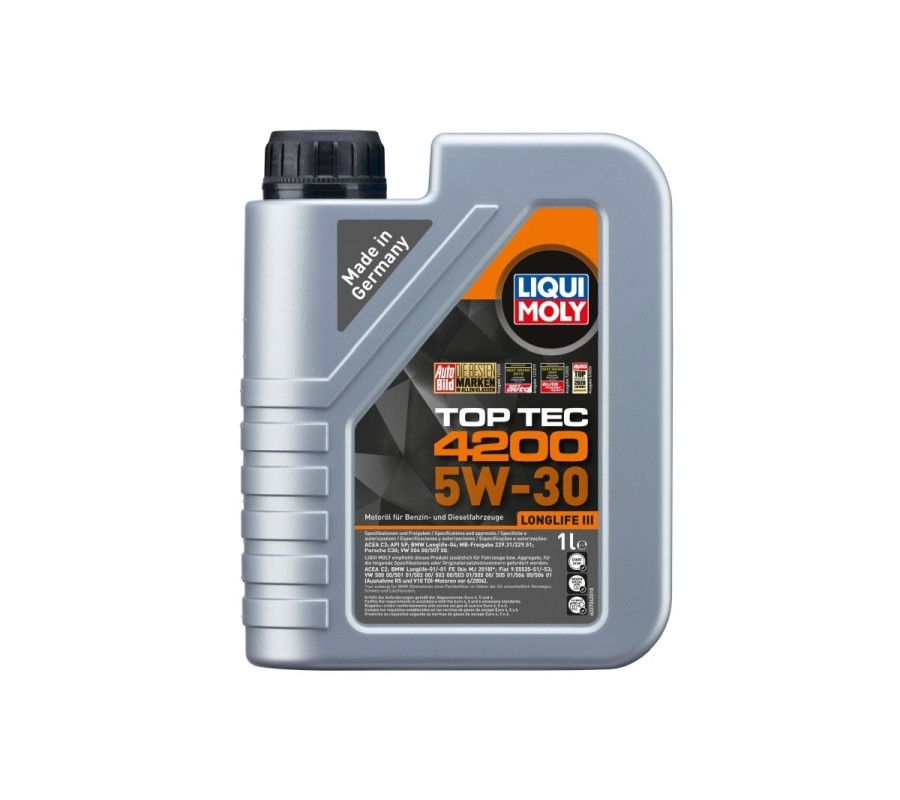 OLEJ LIQUI MOLY 5W30 1L TOP TEC 4200 C2/C3 / SN/CF / 504.00 507.00 / 229.31 229.51 / LL04 / C30 / B71 2290