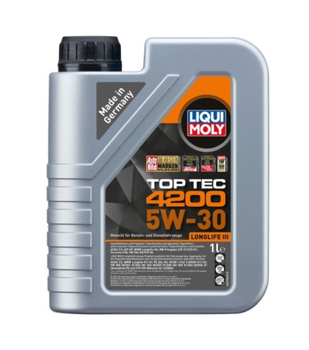 OLEJ LIQUI MOLY 5W30 1L TOP TEC 4200 C2/C3 / SN/CF / 504.00 507.00 / 229.31 229.51 / LL04 / C30 / B71 2290