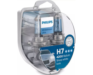 ŻARÓWKA H7 12V/55W PX26D +60% 2SZT+2SZT W5W PHILIPS WHITEVISION ULTRA 4200K