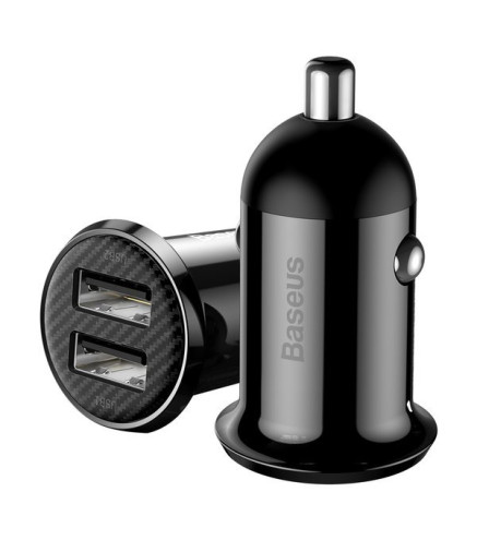 ŁADOWARKA SAMOCHODOWA BASEUS GRAIN PRO 2X USB 4.8A (CZARNA)