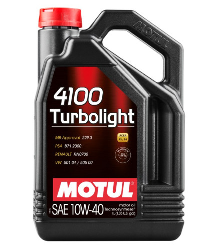 OLEJ MOTUL 10W40 4L 4100 TURBOLIGHT / A3/B4 / SN / 229.3 / 501.01 505.00 / RN 0700 / B71 2300