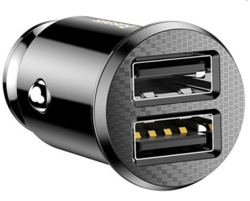 ŁADOWARKA SAMOCHODOWA BASEUS GRAIN 2X USB 5V 3.1A (CZARNA)