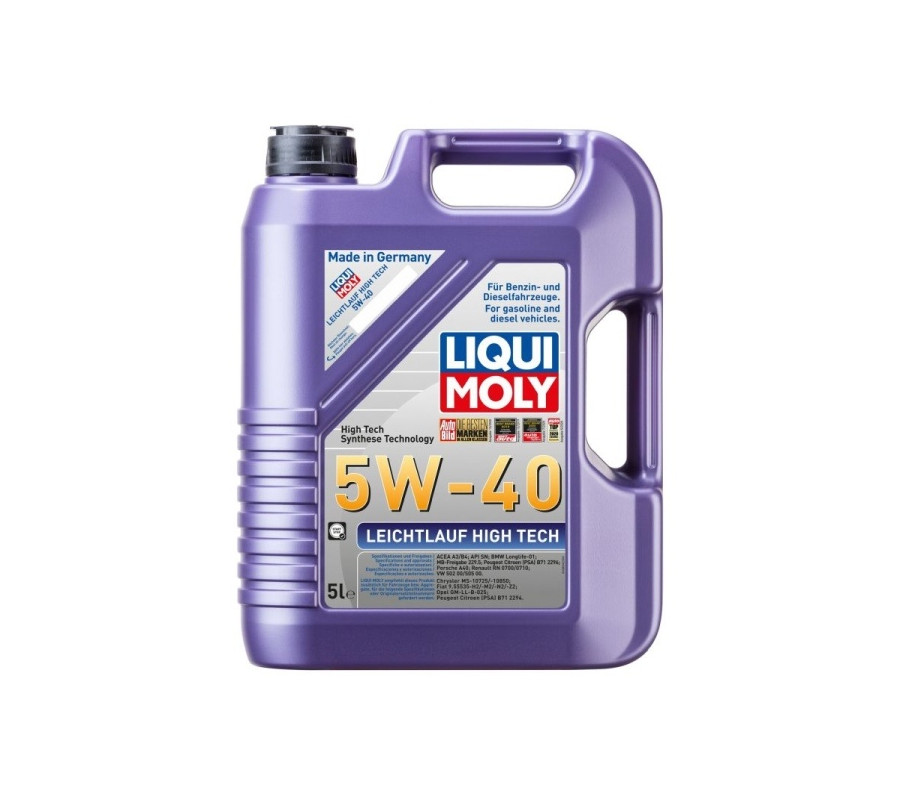 OLEJ LIQUI MOLY 5W40 5L LEICHTLAUF HIGH TECH A3/B4 / SN/CF / 502.00 505.00 / 229.5 / LL01 / A40 / RN0700 710