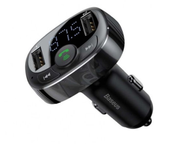 TRANSMITER FM BASEUS T TYPED BLUETOOTH 2XUSB MICROSD (CZARNY)