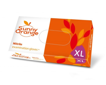 RĘKAWICE NITRYLOWE SUNNY ORANGE, BEZPUDROWE, DIAGNOSTYCZNE POMARAŃCZOWE (OP100 SZT) ROZM XL