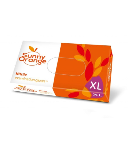 RĘKAWICE NITRYLOWE SUNNY ORANGE, BEZPUDROWE, DIAGNOSTYCZNE POMARAŃCZOWE (OP100 SZT) ROZM XL