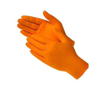 RĘKAWICE NITRYLOWE SUNNY ORANGE, BEZPUDROWE, DIAGNOSTYCZNE POMARAŃCZOWE (OP100 SZT) ROZM XL