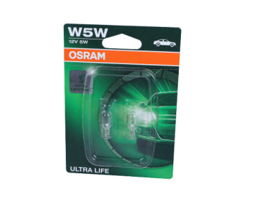 ŻARÓWKA W5W 12V/5W W2,1X9,5D (CAŁOSZKLANA) ULTRA LIFE BLISTER 2SZT