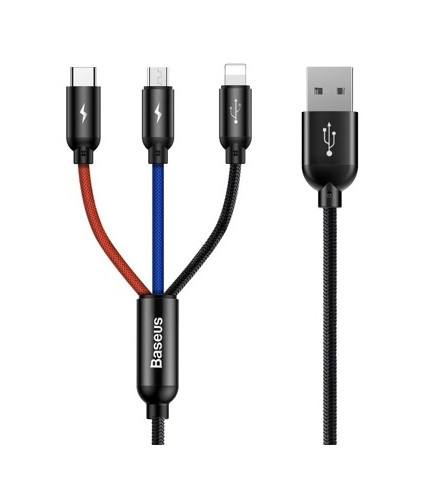 MULTIKABEL DO ŁADOWAREK 3W1 USB-C / LIGHTNING / MICRO 3A 1,2M (CZARNY)