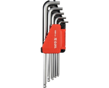 ZESTAW CALOWYCH KLUCZY IMBUSOWYCH Z KULISTĄ KOŃCÓWKĄ, DŁUGIE, 12 CZ