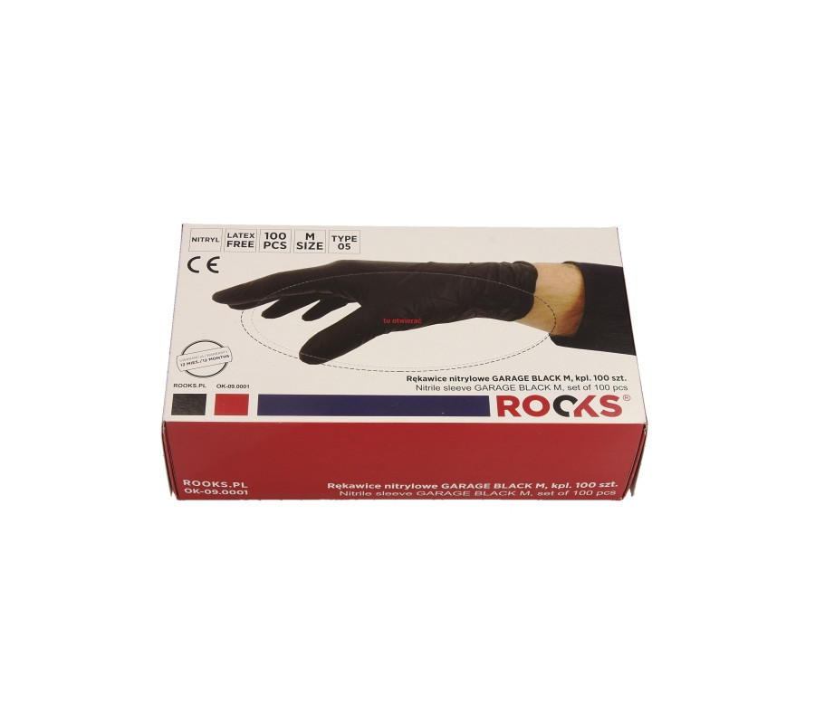 RĘKAWICE NITRYLOWE GARAGE BLACK M, KPL 100 SZT