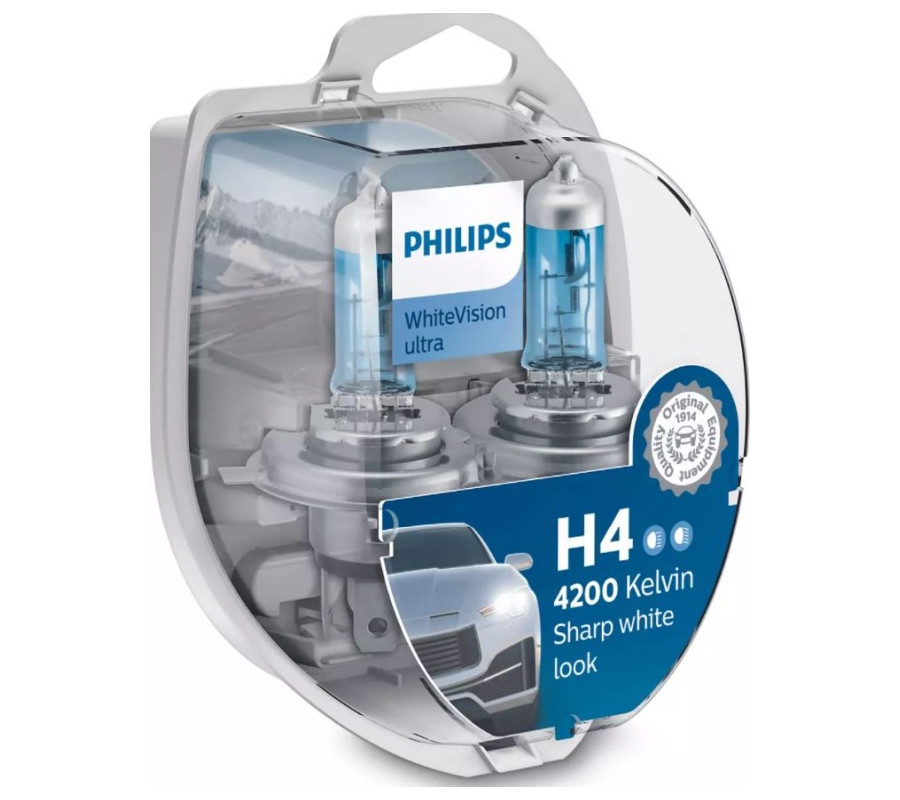 ŻARÓWKA H4 12V/60/55W P43T-38 +60 2SZT+2SZT W5W PHILIPS WHITEVISION ULTRA 4200K