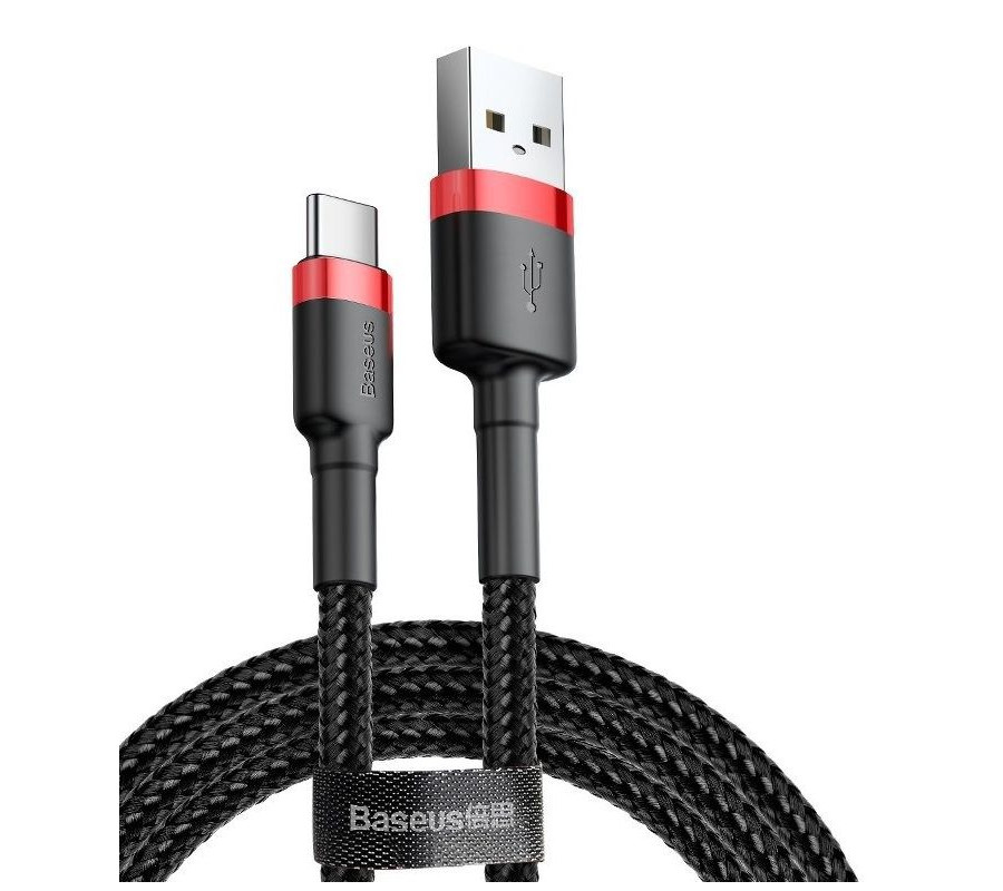 KABEL DO ŁADOWAREK USB DO USB-C BASEUS CAFULE 2A 2M (CZERWONO-CZARNY)