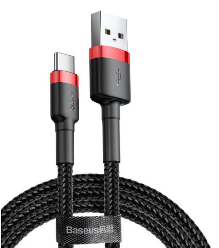 KABEL DO ŁADOWAREK USB DO USB-C BASEUS CAFULE 2A 2M (CZERWONO-CZARNY)