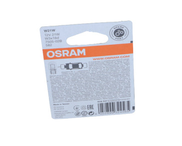 ŻARÓWKA W21W W3X16D 12V/21W (CAŁOSZKLANA) ORIGINAL 12V BLISTER 12V