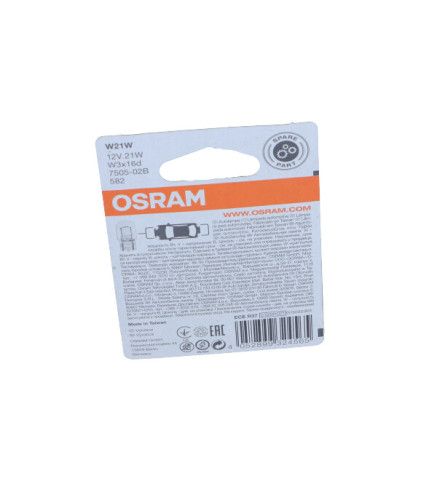ŻARÓWKA W21W W3X16D 12V/21W (CAŁOSZKLANA) ORIGINAL 12V BLISTER 12V