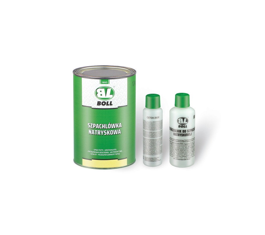 SZPACHLÓWKA NATRYSKOWA 1,15KG / UTWARDZACZ 50ML / ROZCIEŃCZALNIK 80ML / ZESTAW / BOLL