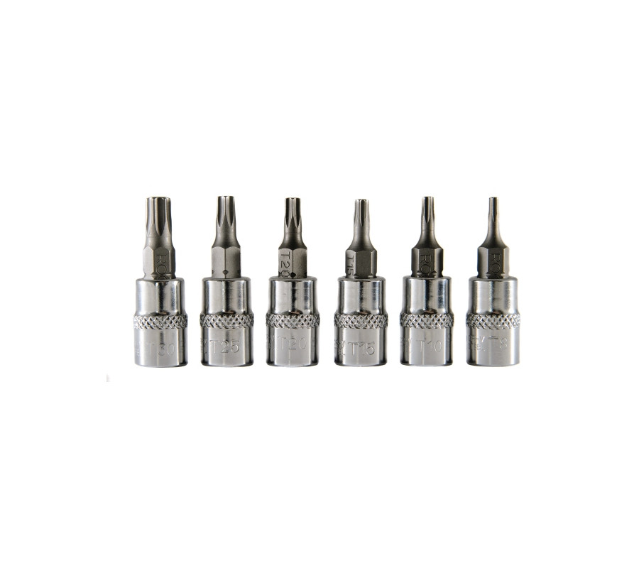 ZESTAW KLUCZY TRZPIENIOWYCH 1/4 TORX T8-T30, 6 CZ.