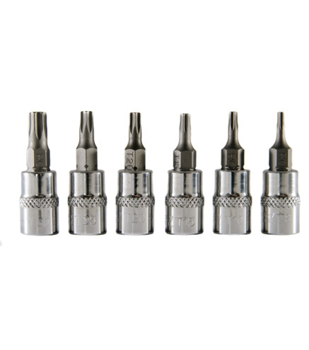 ZESTAW KLUCZY TRZPIENIOWYCH 1/4 TORX T8-T30, 6 CZ.