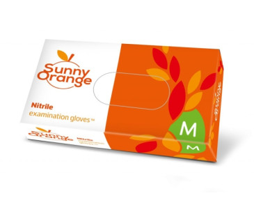 RĘKAWICE NITRYLOWE SUNNY ORANGE, BEZPUDROWE, DIAGNOSTYCZNE POMARAŃCZOWE (OP100 SZT) ROZM M
