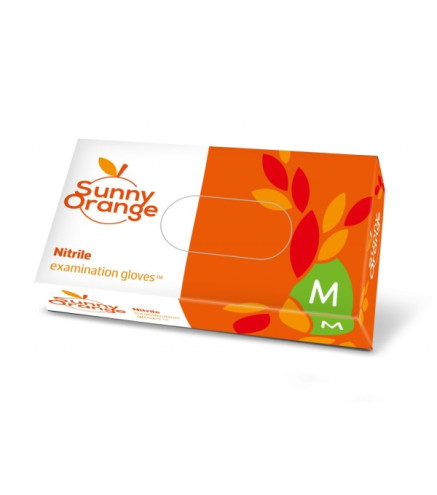 RĘKAWICE NITRYLOWE SUNNY ORANGE, BEZPUDROWE, DIAGNOSTYCZNE POMARAŃCZOWE (OP100 SZT) ROZM M