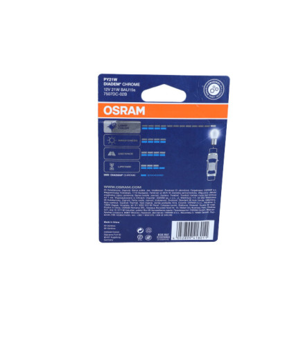 ŻARÓWKA PY21W 12V/21W BAU15S (Z COK. MET.) BLISTER 2SZT DIADEM CHROME